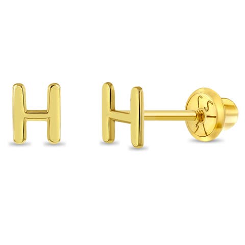 14k Itsy Bitsy Initial Letter Earrings