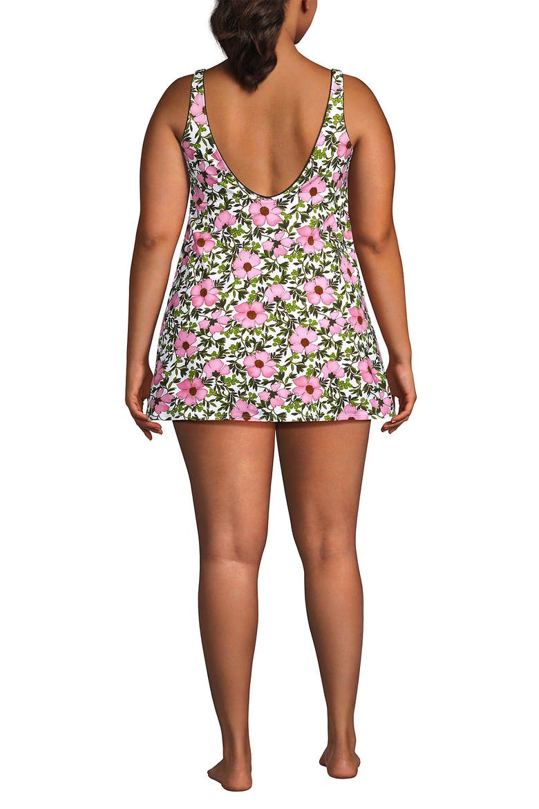 Scoop Neck Mini Swim Dress One Piece Swimsuit, Alternate, color, Floral Blossom/White/Pink