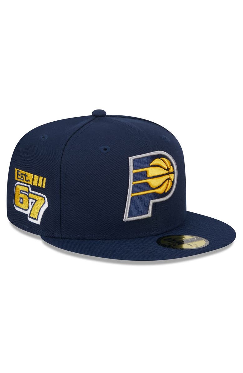 New Era Men's New Era Navy Indiana Pacers  Rally Drive Side Patch 59FIFTY Fitted Hat, Main, color, 