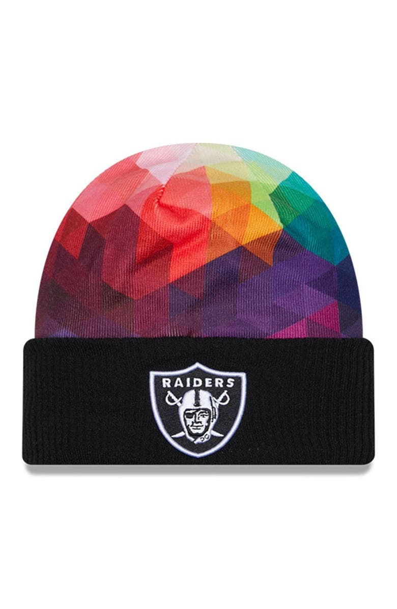 New Era Men's New Era  Black Las Vegas Raiders 2023 NFL Crucial Catch Cuffed Knit Hat, Main, color, 