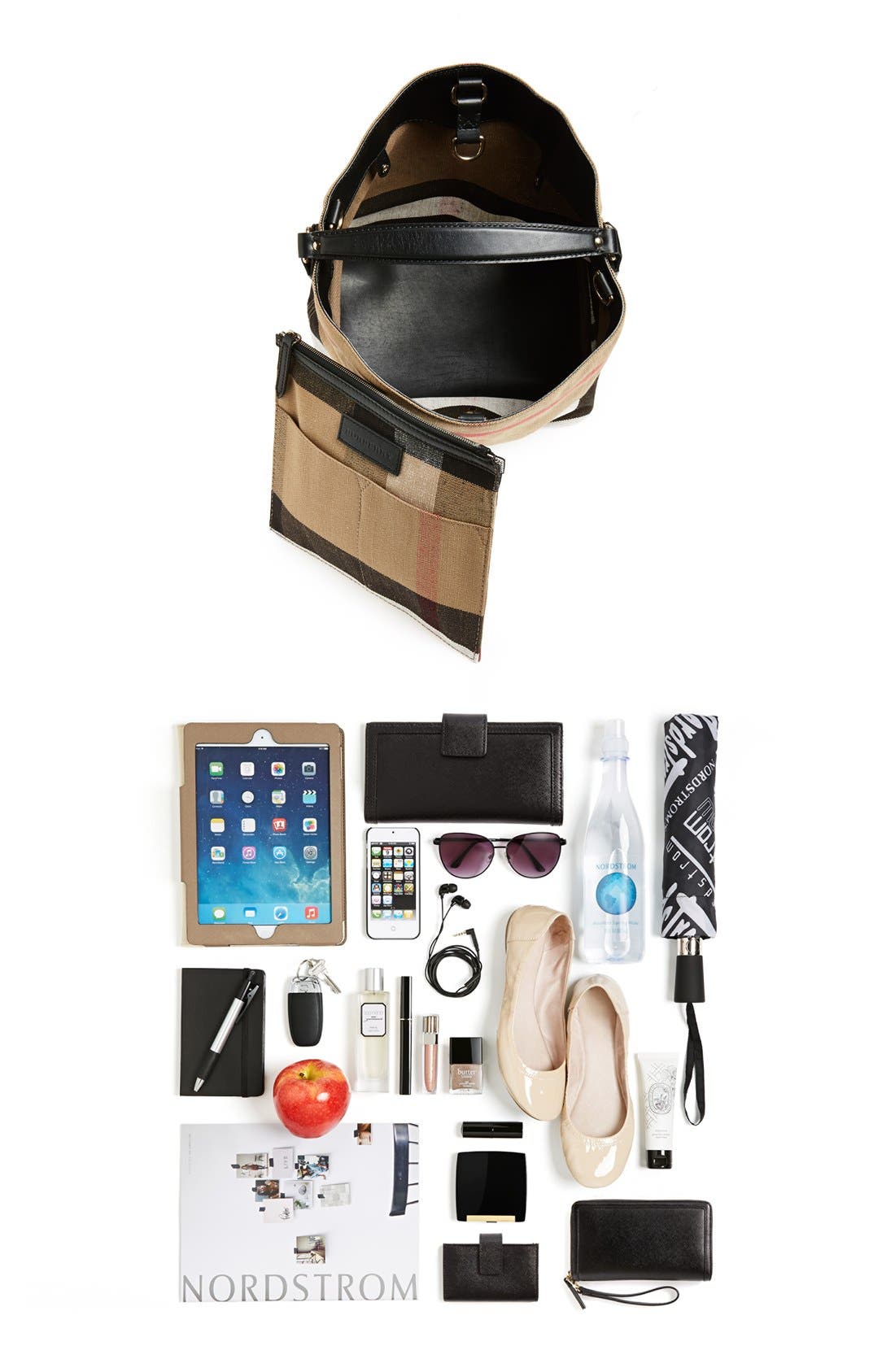 Burberry Medium Susanna Check Print Bucket Bag, Alternate, color, 