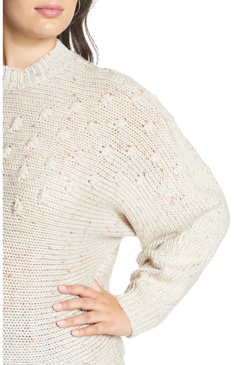 Bobble Stitch Mock Neck Sweater, Alternate, color, BEIGE OATMEAL NEP