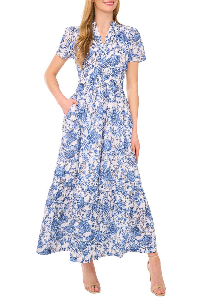 Floral Cotton Maxi Dress, Main, color, ULTRA WHITE