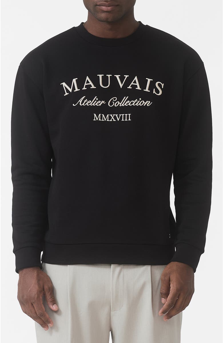 MAUVAIS Ricamo Regular Logo Crew Sweatshirt, Main, color, Black