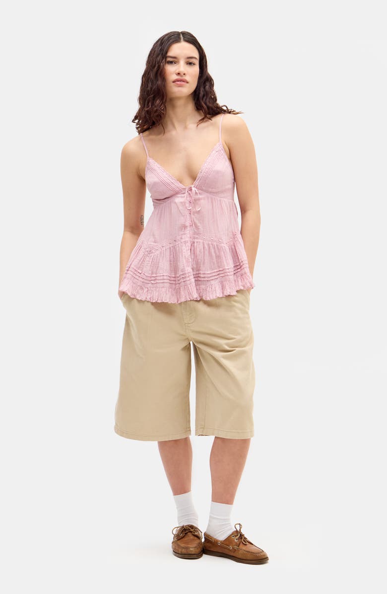 BDG Urban Outfitters Tiered Crinkled Cotton Camisole, Alternate, color, Pink