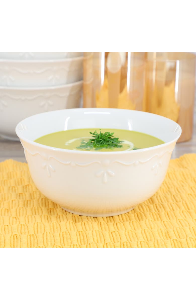 Elama Henryi 6 Piece 6.1 Inch Porcelain Bowl Set, Alternate, color, White