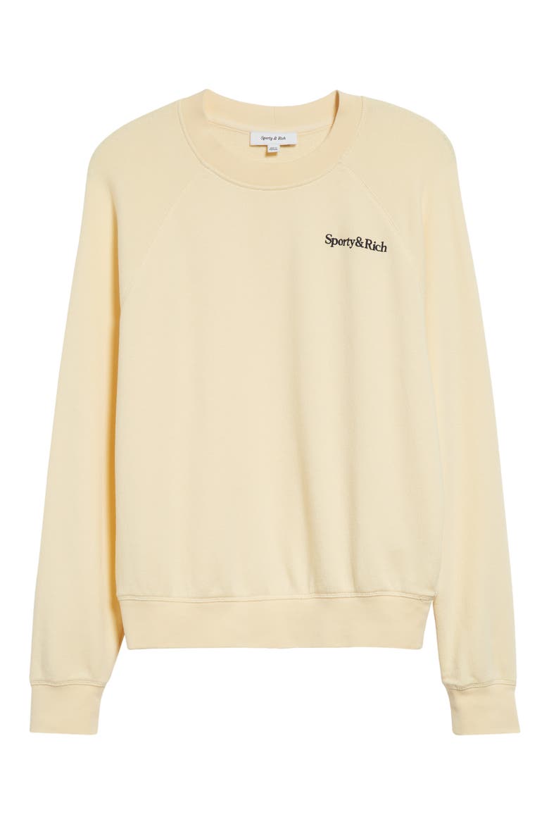Embroidered Logo Cotton Graphic Sweatshirt, Alternate, color, ALMOND