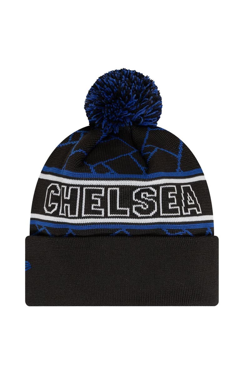 New Era Men's New Era Black Chelsea Sport Cuffed Knit Hat with Pom, Alternate, color, 