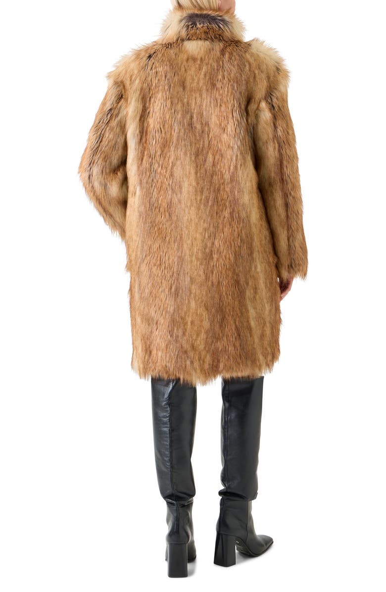 Akris punto Stand Collar Faux Fur Coat, Alternate, color, Camel-Multicolor