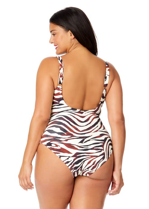 Shop Anne Cole Plus Plus Tiger Dance Plunge Twist One Piece Swimsuit