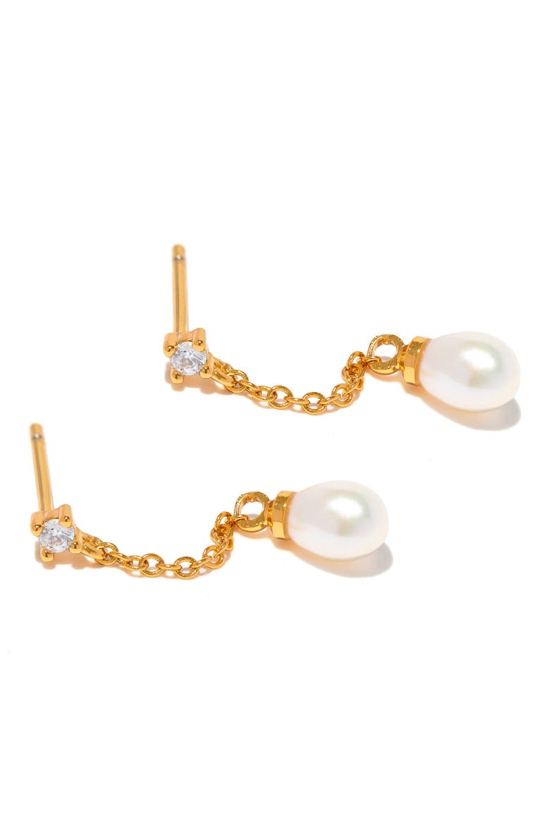 Falling Imitation Pearl Drop Earrings, Alternate, color, GOLD