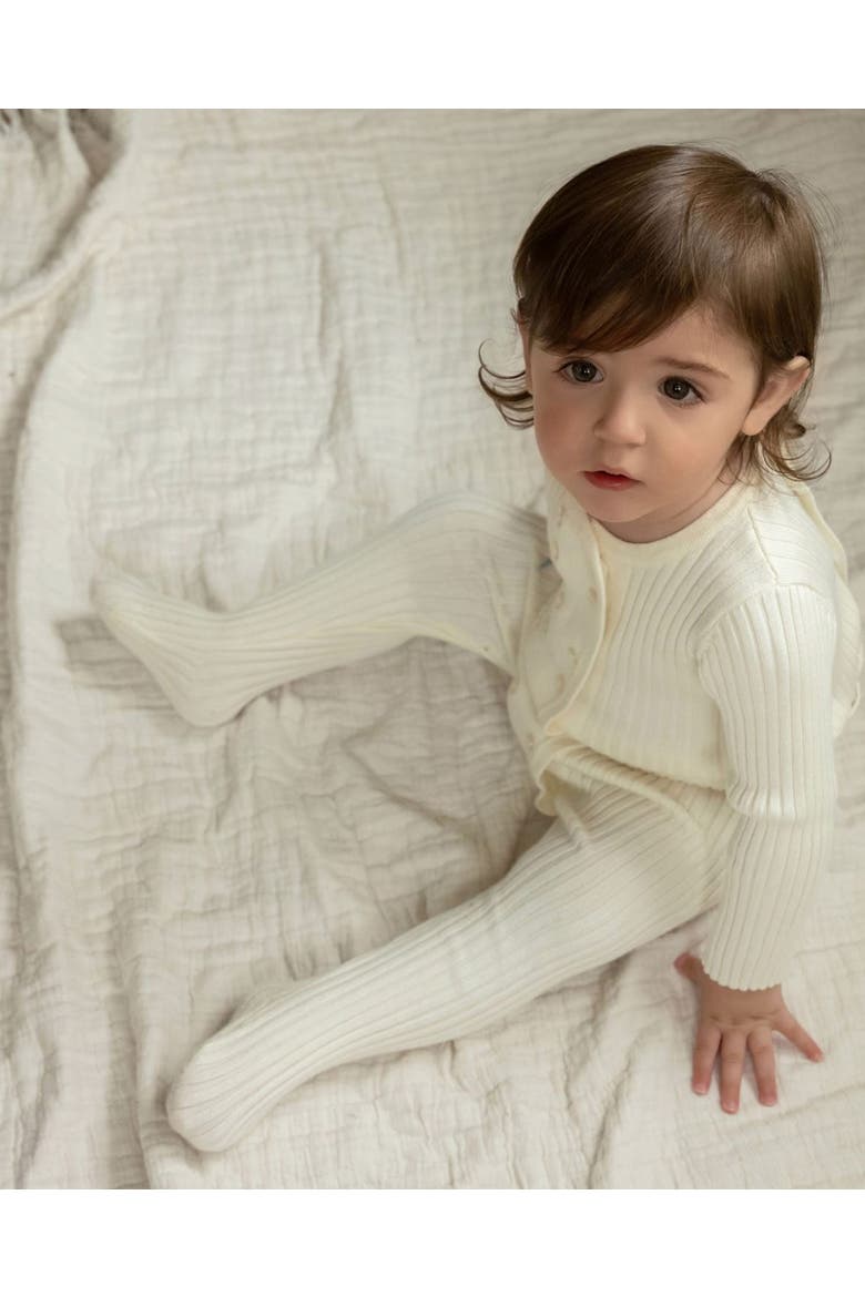 Sweater Rib Footie, Alternate, color, Winter White
