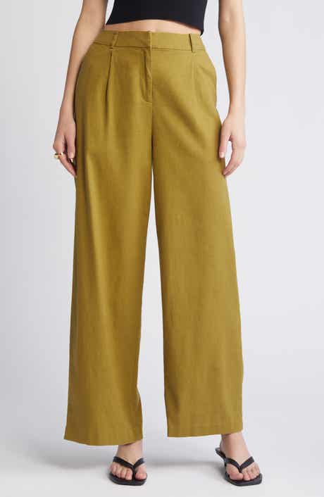 Open Edit Wide Leg Linen Blend Pants