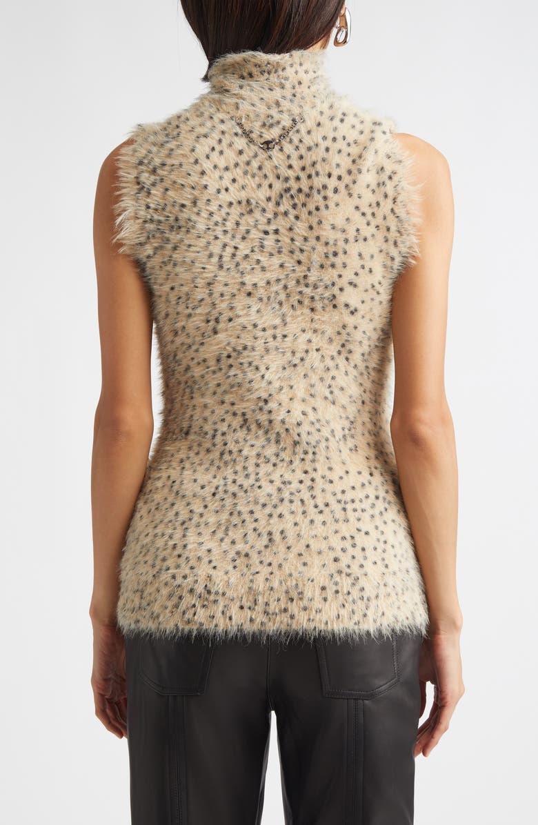Rabanne Sleeveless Brushed Knit Turtleneck Sweater, Alternate, color, Beige/ Polka Dots