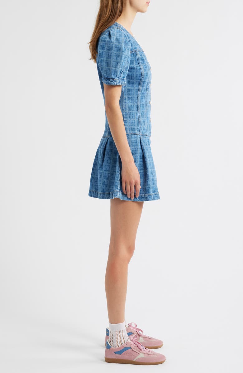 Damson Madder Adeline Grid Puff Sleeve Denim Minidress, Alternate, color, Blue