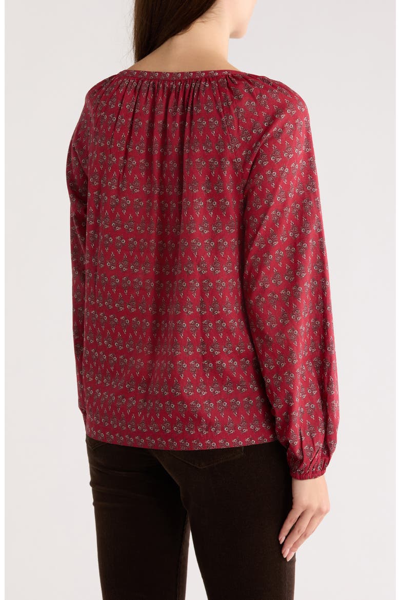 Tassel Tie Neck Cotton Top, Alternate, color, RED FLORAL