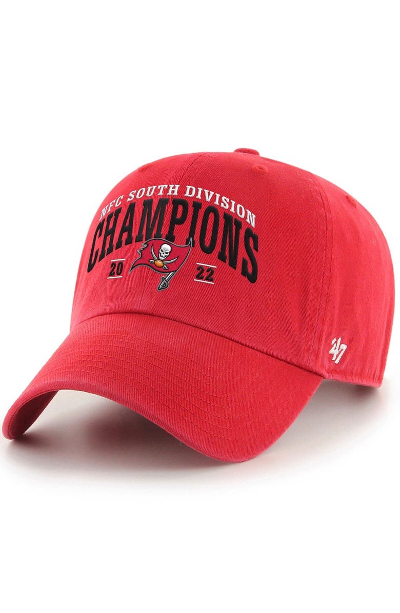 '47 Men's '47 Red Tampa Bay Buccaneers 2022 NFC South Division Champions Clean Up Adjustable Hat, Main, color, 