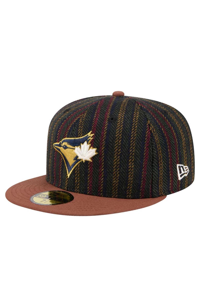 New Era Men's New Era Brown Toronto Blue Jays Vintage Herringbone 59FIFTY Fitted Hat, Alternate, color,