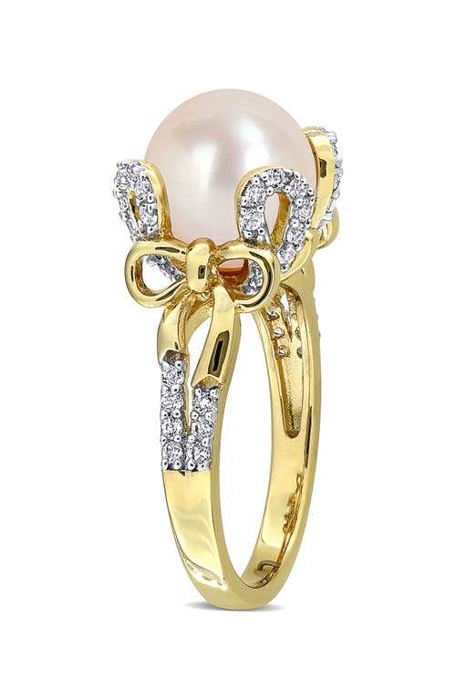Delmar 10-10.5mm Cultured Freshwater Pearl & White Topaz Ring In Gold