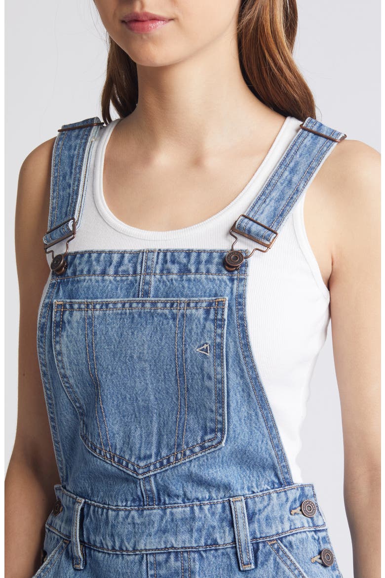 Midi Denim Overall Dress, Alternate, color, MEDIUM WASH