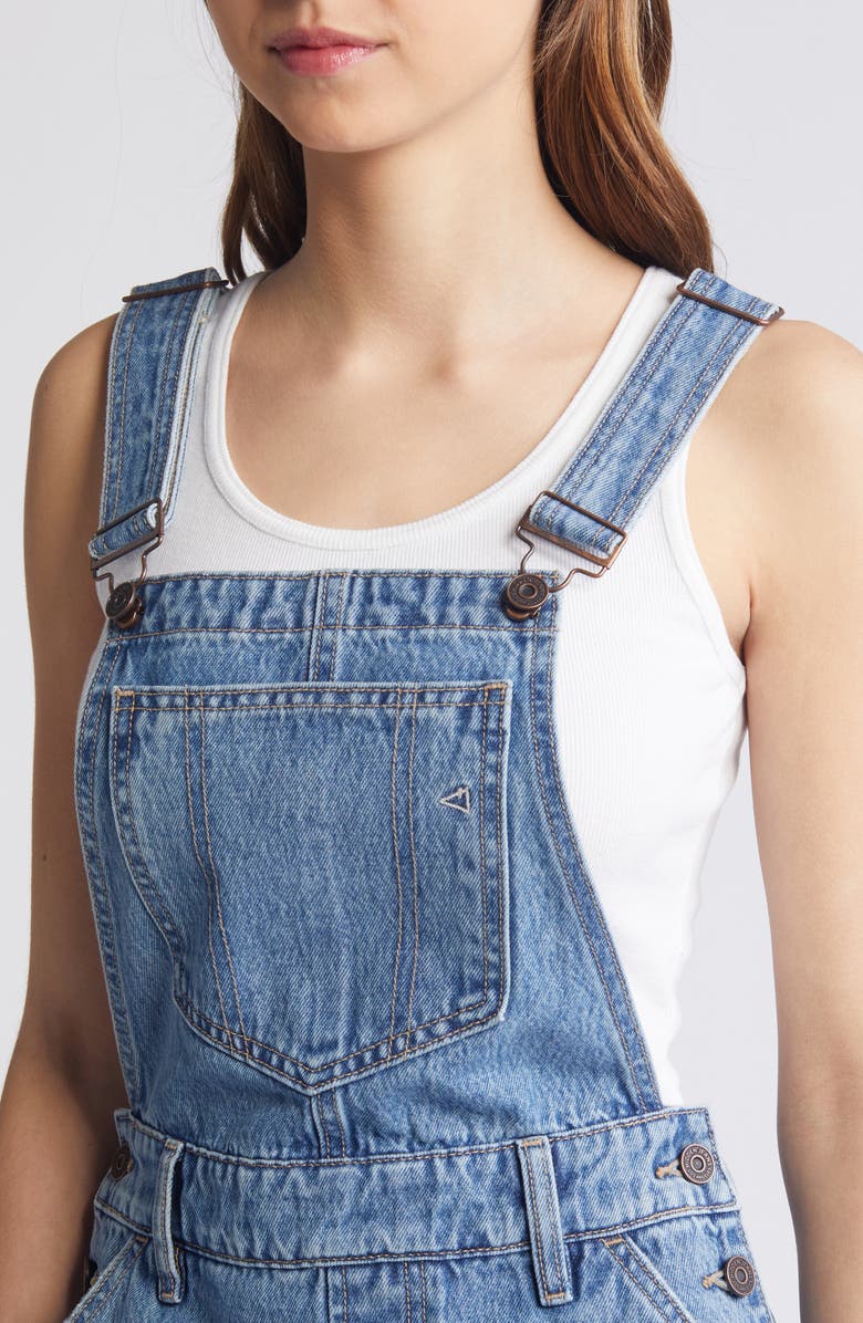 HIDDEN JEANS Midi Denim Overall Dress, Alternate, color, Medium Wash