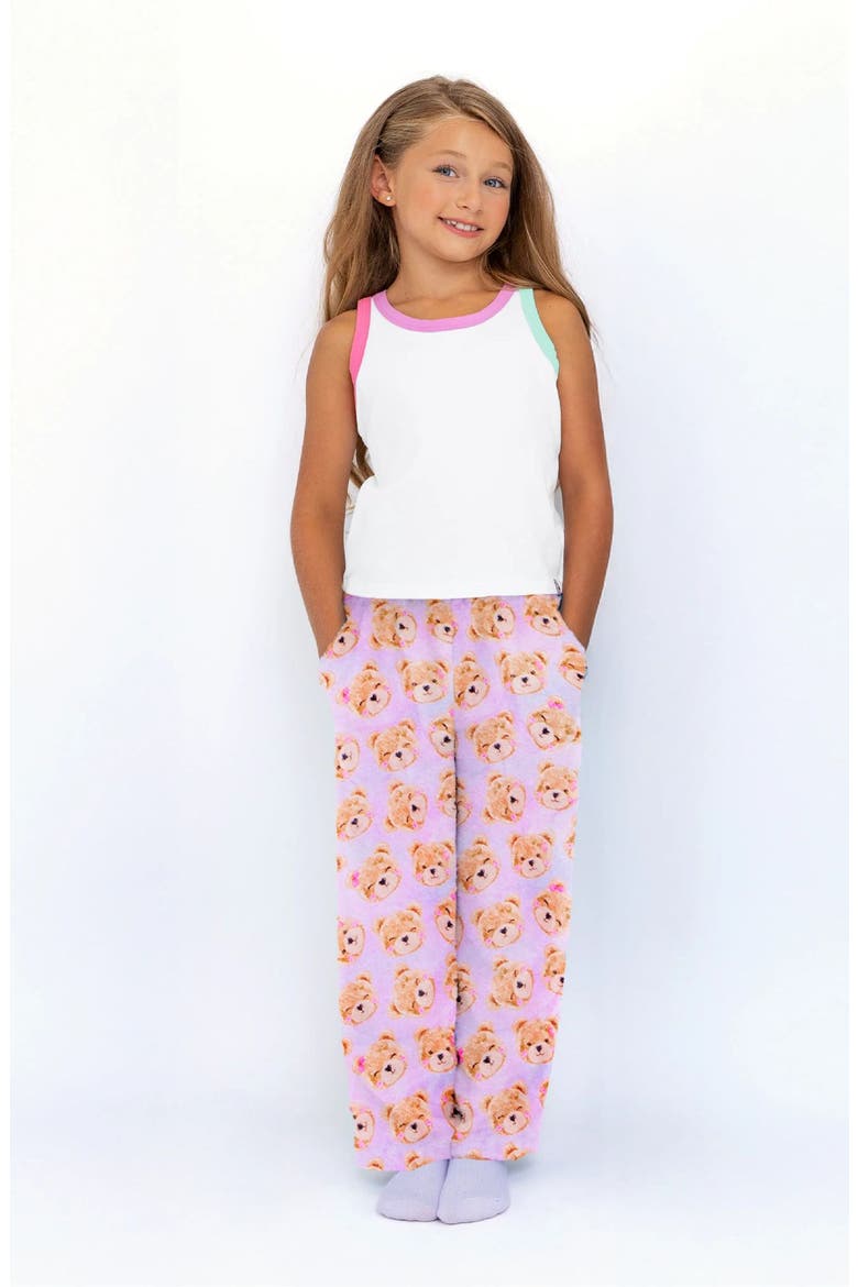 Plush Lavender Teddy Print loungewear pant, Alternate, color, Lavender Teddy Print