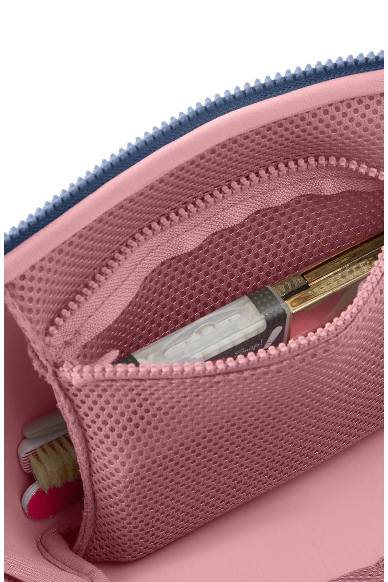 Neoprene Makeup Bag, Alternate, color, PEARL BLUE/ SAND PINK