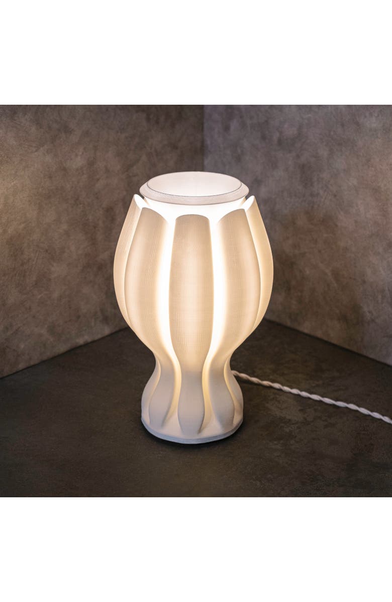 JONATHAN Y Flower 13" Tropical Coastal Plant-Based PLA 3D Printed Dimmable LED Table Lamp, Alternate, color, White