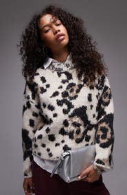 Topshop Animal Spot Relaxed Sweater