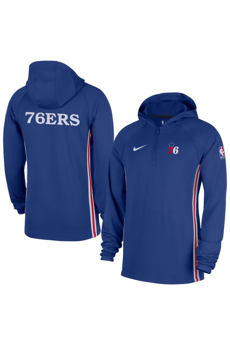 Men's Nike  Blue Philadelphia 76ers Authentic On Court Zone Quarter-Zip Dri-FIT Hoodie Jacket, Main, color, Blue