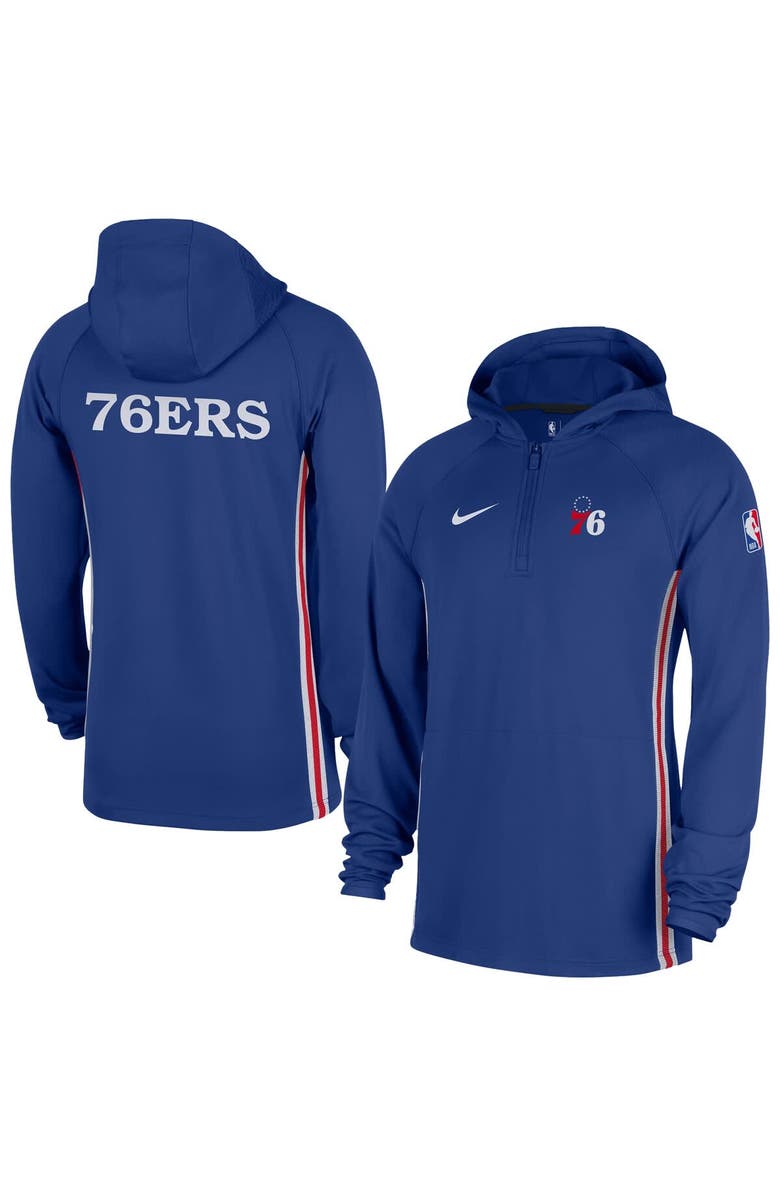 Nike Men
s Nike  Blue Philadelphia 76ers Authentic On Court Zone Quarter-Zip Dri-FIT Hoodie Jacket, Main, color, Blue