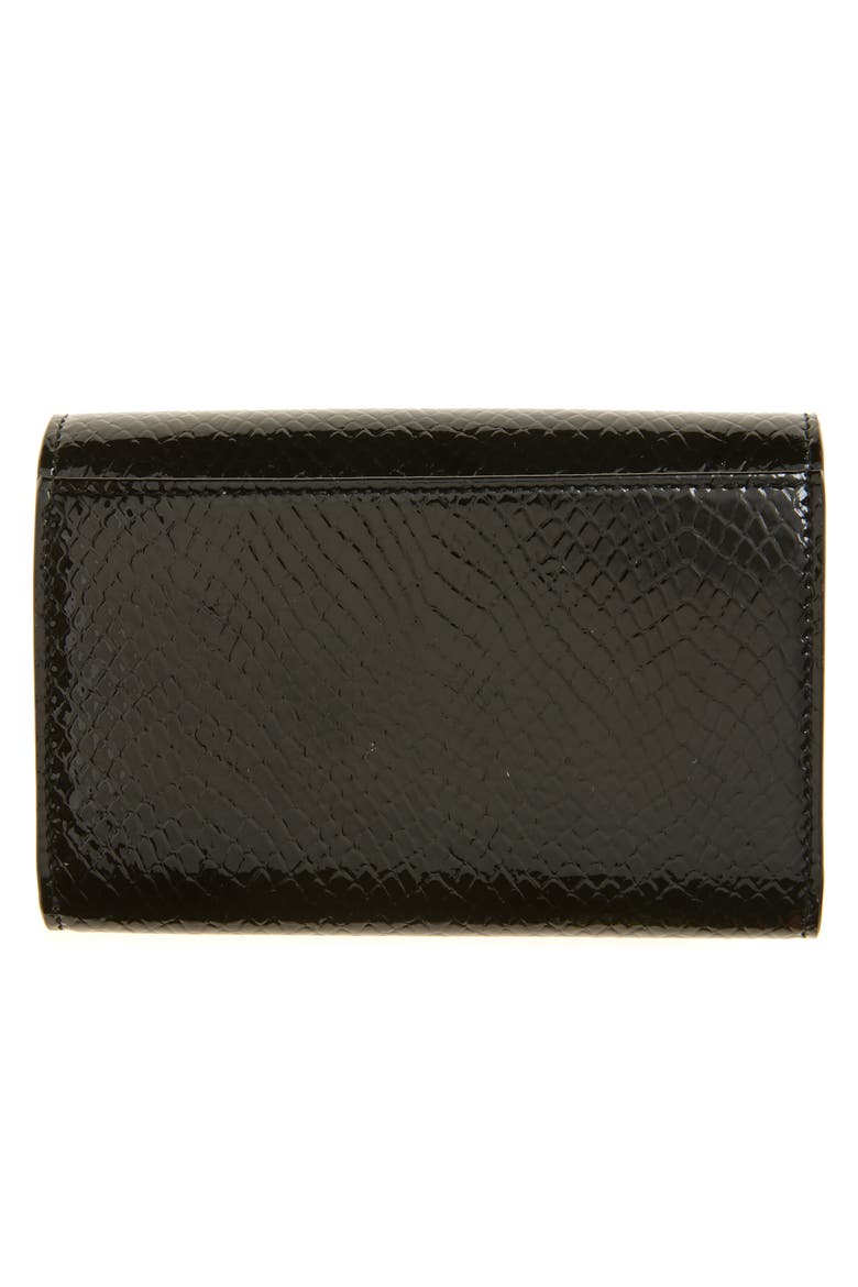 Small Cassandre Croc Embossed Leather Wallet, Alternate, color, NOIR