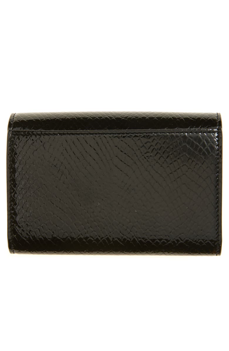 Saint Laurent Small Cassandre Croc Embossed Leather Wallet, Alternate, color, Noir