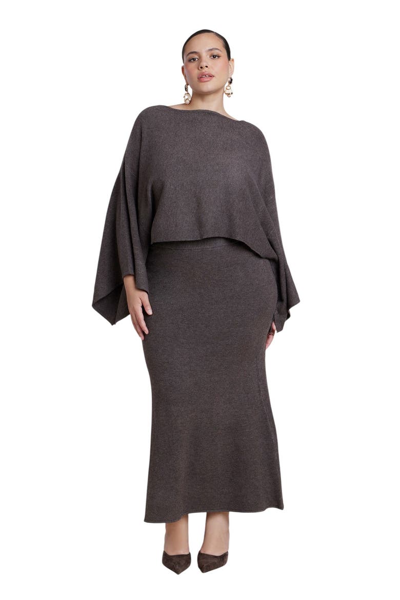 Sweater Maxi Skirt, Alternate, color, HEATHER MOCHA