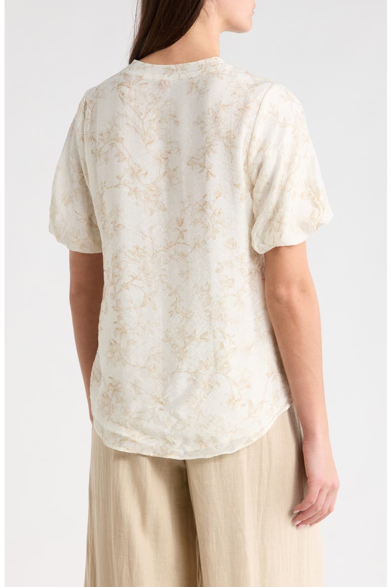 Floral Print Short Sleeve Top, Alternate, color, CAMEL