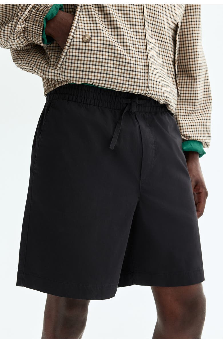 H&M Relaxed Fit Cotton Shorts, Alternate, color, Black