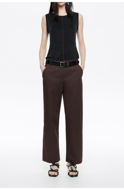 Cotton straight leg trousers