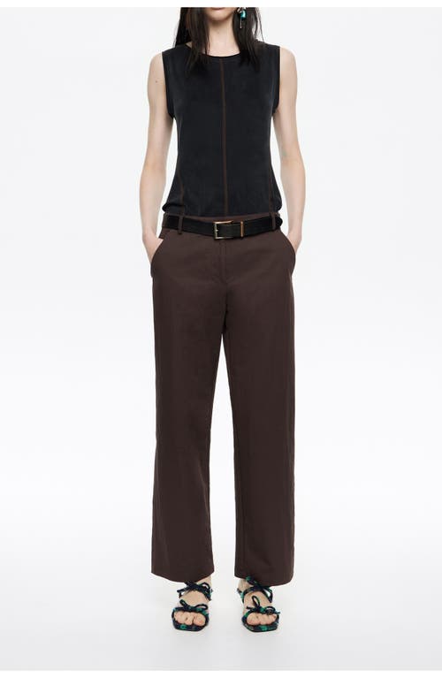 Bimba Y Lola Cotton Straight Leg Trousers In Brown