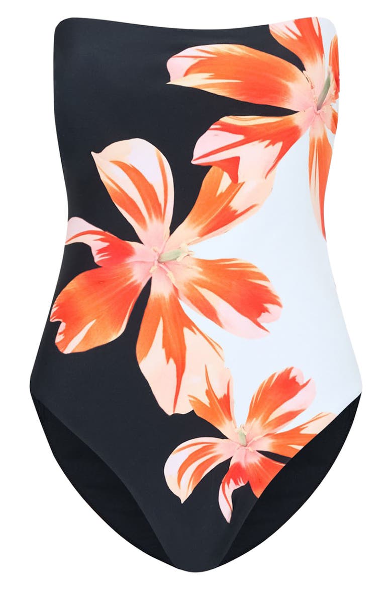 Tropical Flame One-Piece Swimsuit, Alternate, color, BLACK/ RED/ WHITE
