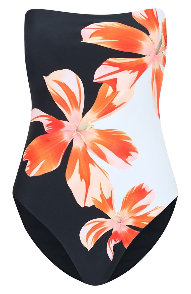 Milly Tropical Flame One-Piece Swimsuit, Alternate, color, Black/ Red/ White