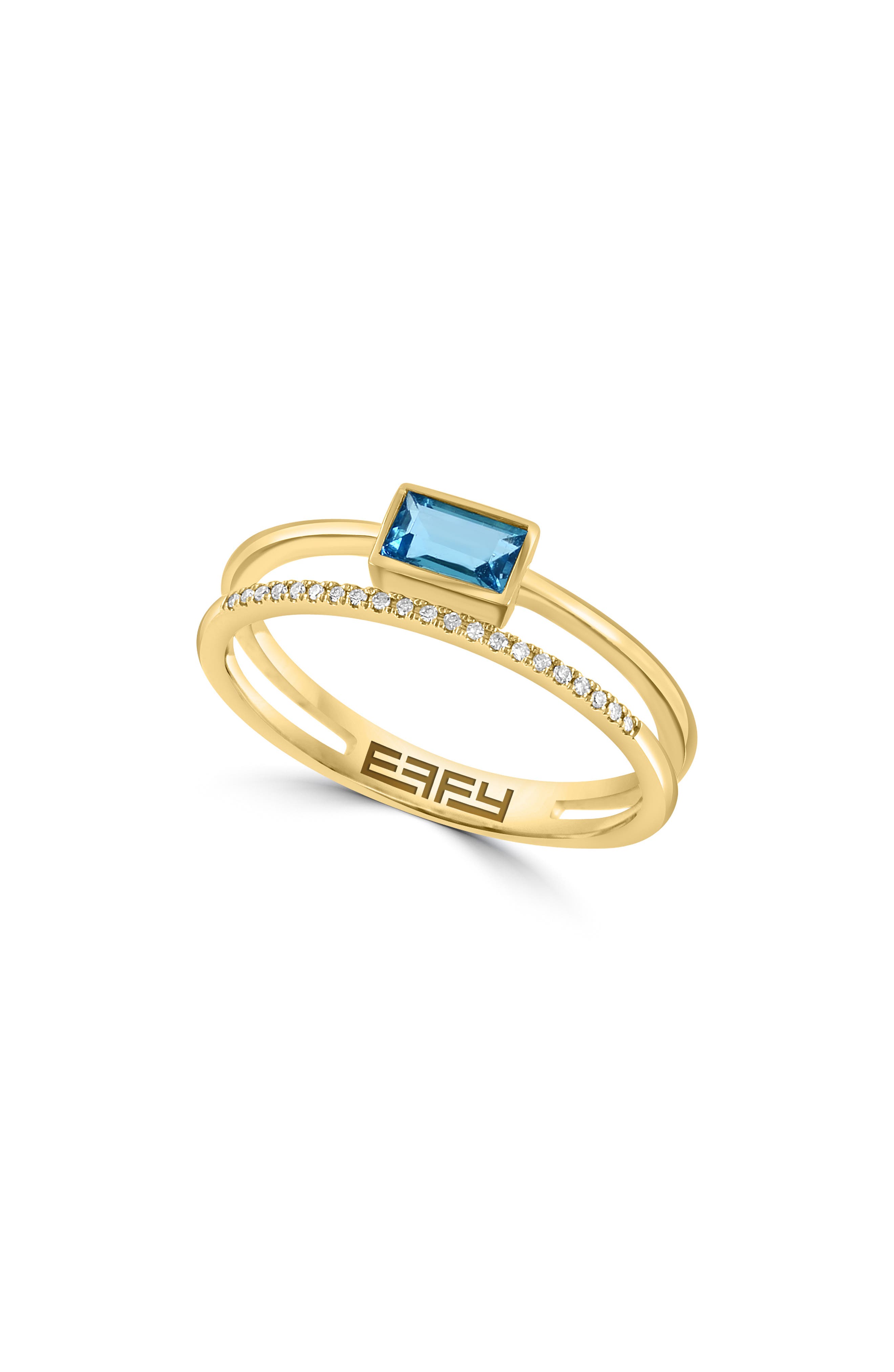 EFFY Blue Topaz & Diamond Ring - 0.01ct.
