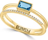 EFFY Blue Topaz & Diamond Ring - 0.01ct.