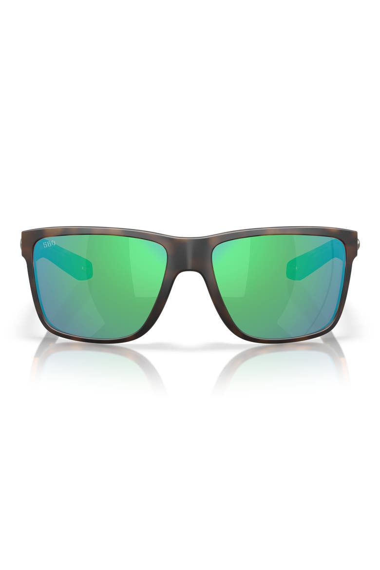 Broadbill II 58mm Polarized Rectangular Sunglasses, Main, color, MATTE TORTOISE/ GREEN