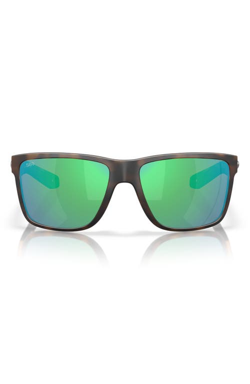 Costa Del Mar Broadbill Ii 58mm Polarized Rectangular Sunglasses In Matte Tortoise/green