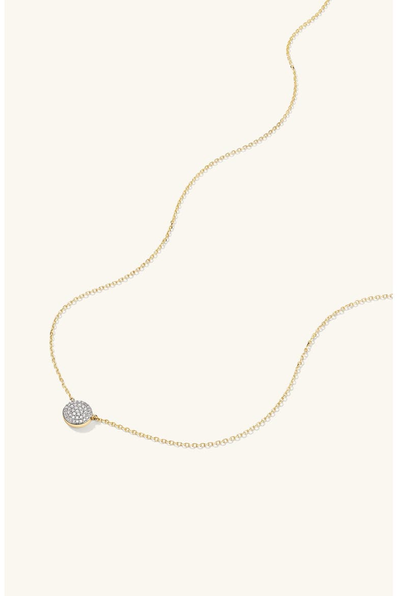 Pavé Diamond Round Necklace, Alternate, color, Yellow Gold