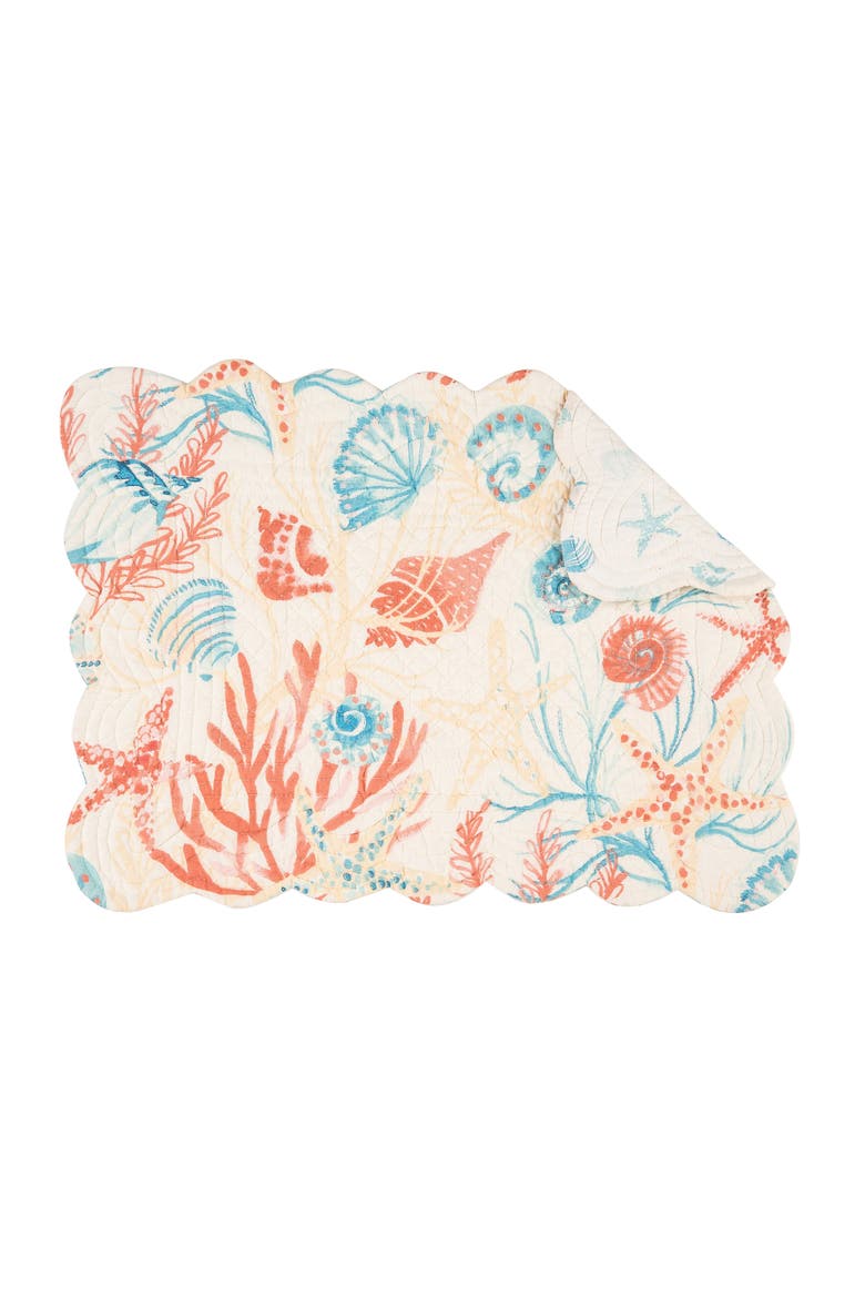 Shelly Shores Placemat, Set of 6, 13" x 19", Main, color, Blue