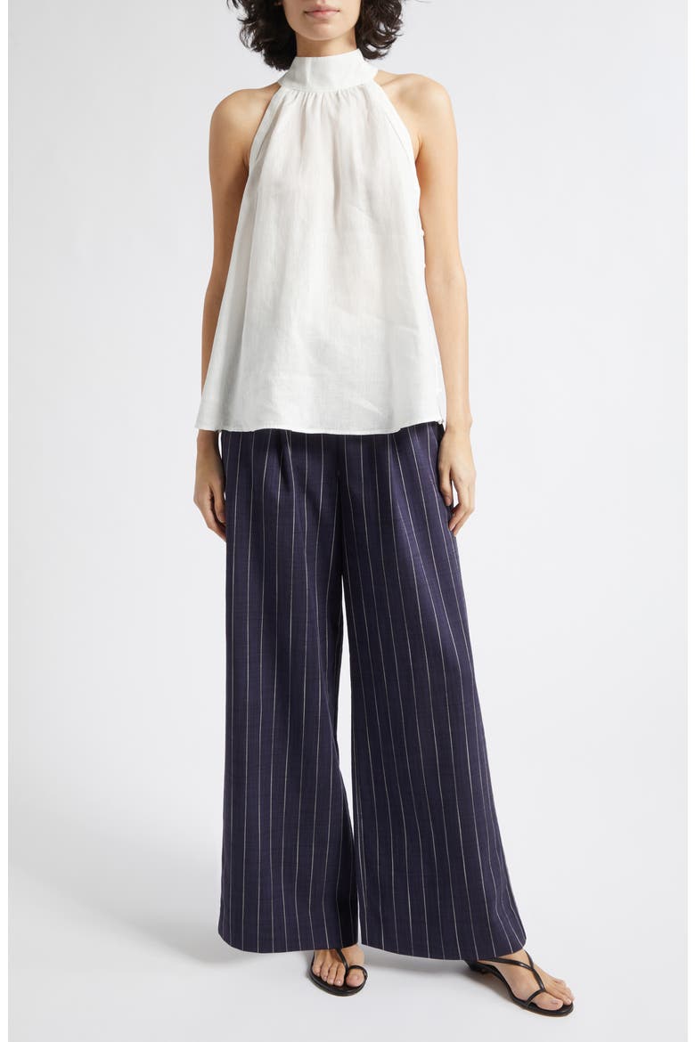 Andi Sleeveless Linen Mock Neck Top, Alternate, color, IVORY