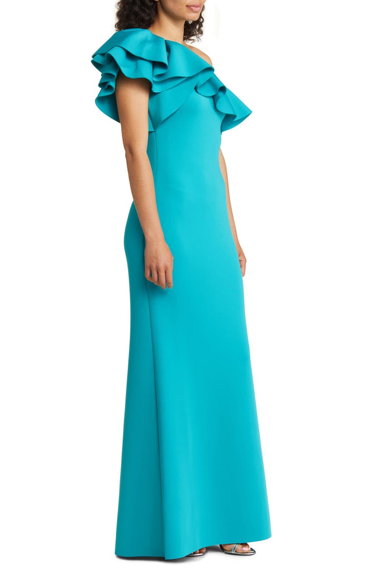 Eliza J Ruffle One Shoulder Bodycon Gown, Alternate, color, 
