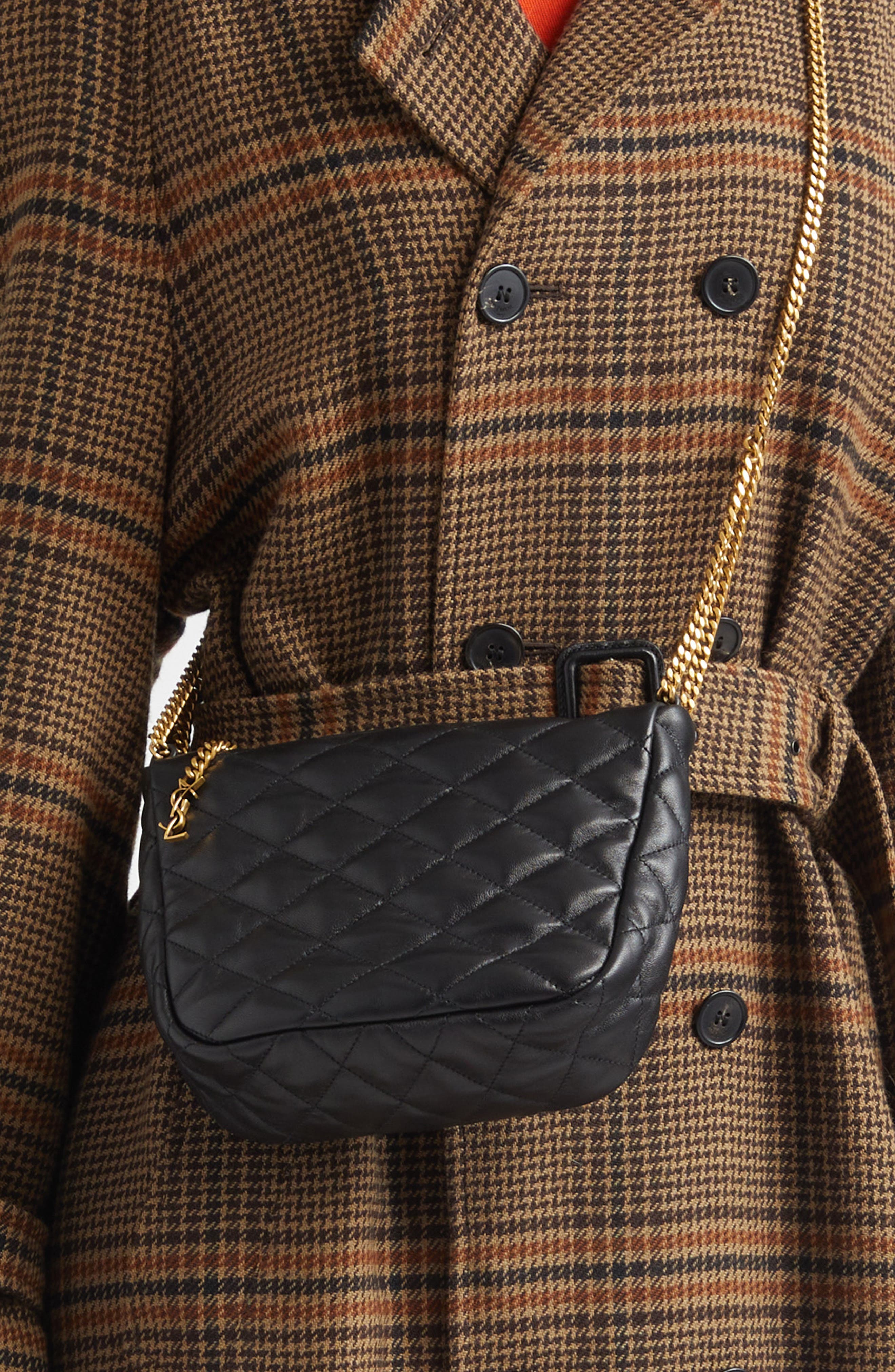 Saint Laurent Quilted Hobo Bag, Alternate, color, Noir