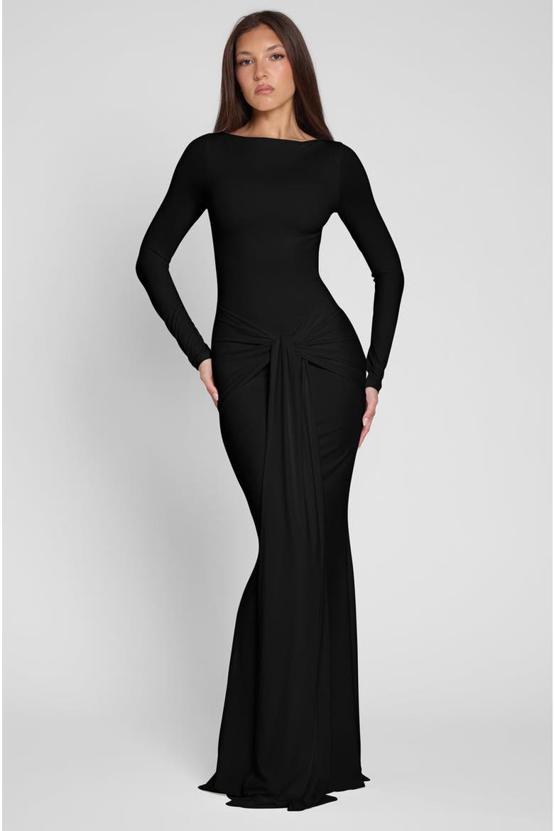 Oasis Knot Maxi Dress, Main, color, Black